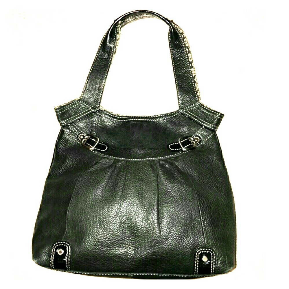 VINTAGE FOSSIL GENUINE BLACK PEBBLED LEATHER SHOUL